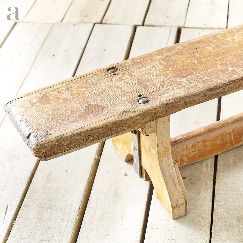 Long Wooden School Gym Bench Desuet Brocante Et Objet