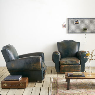 anciens fauteuils club des années VERT BOUTEILLE 50