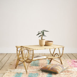 table basse en rotin vintage années 60