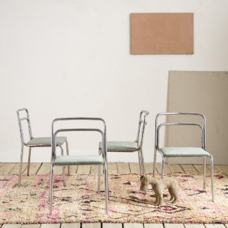 Ensemble de 4 chaises en acier chromé années 70 1970