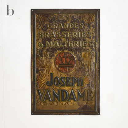plaque publicitaire en métal en tôle peinte des brasseries 'Joseph Vandame'