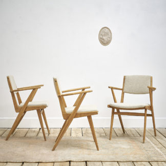 Ensemble de 3 fauteuils de salon des années 50.