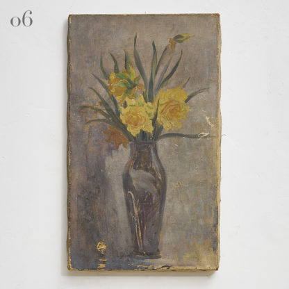 Ensemble de peintures du XXème bouquet nature morte