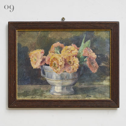 Ensemble de peintures du XXème bouquet nature morte
