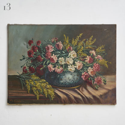 Ensemble de peintures du XXème bouquet nature morte