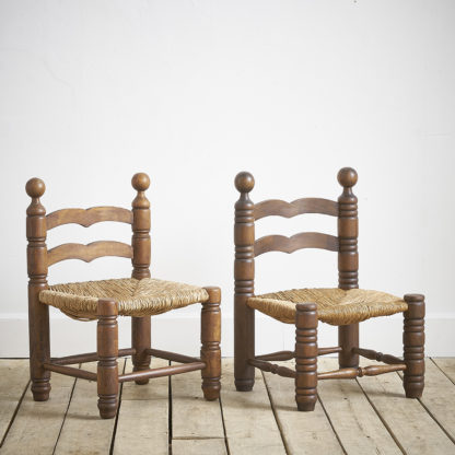 Chaise paillée en bois Charles Dudouyt, années 1940