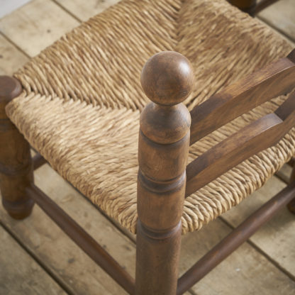 Chaise paillée en bois Charles Dudouyt, années 1940