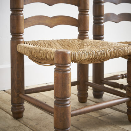 Chaise paillée en bois Charles Dudouyt, années 1940