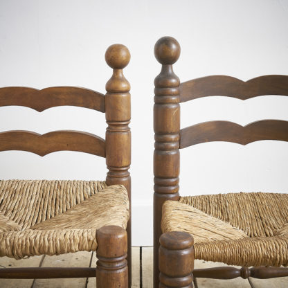 Chaise paillée en bois Charles Dudouyt, années 1940