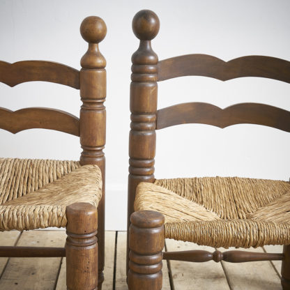 Chaise paillée en bois Charles Dudouyt, années 1940
