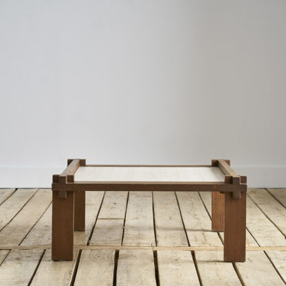 Table basse chapo bois travertin