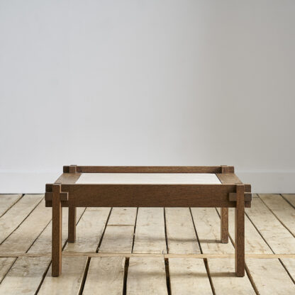 Table basse chapo bois travertin