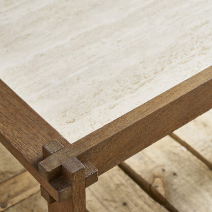 Table basse chapo bois travertin
