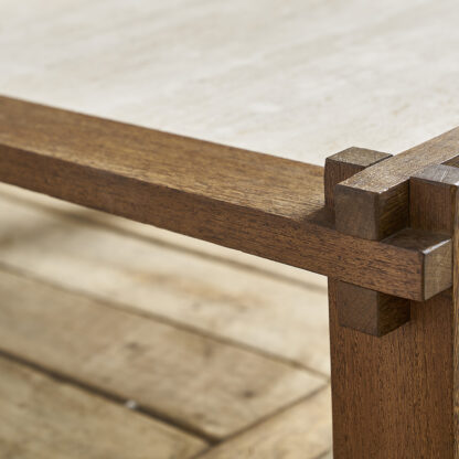 Table basse chapo bois travertin