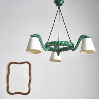 Lustre en céramique verte, vers 1950.