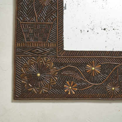 Miroir ‘Art Nouveau’ branches de bois marquetterie