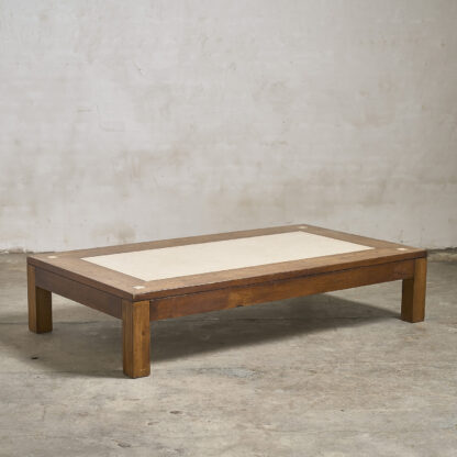 Grande table basse chêne / marbre