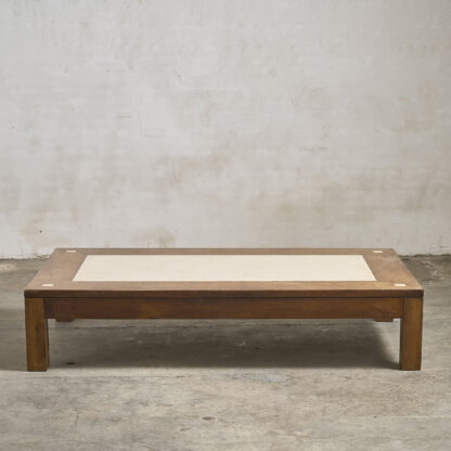 Grande table basse chêne / marbre