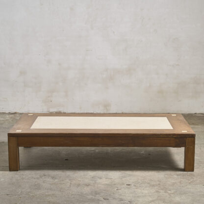 Grande table basse chêne / marbre