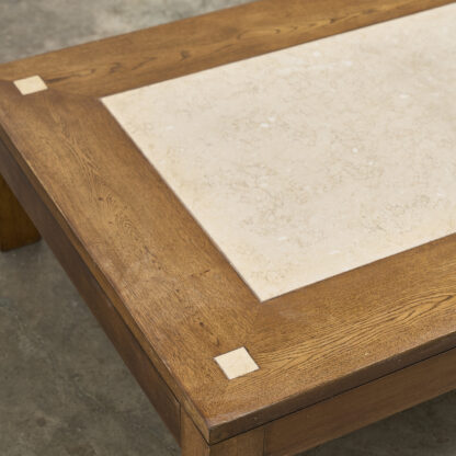 Grande table basse chêne / marbre