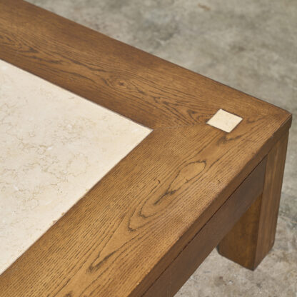 Grande table basse chêne / marbre