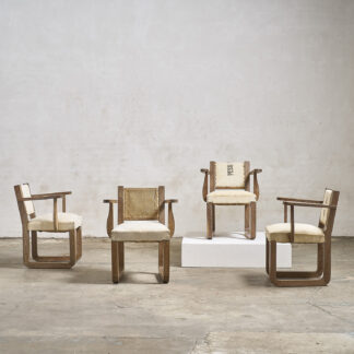 4 fauteuils en chêne cérusé