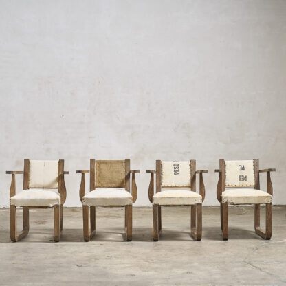 4 fauteuils en chêne cérusé