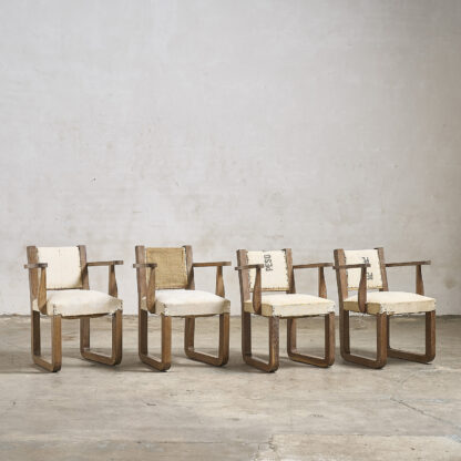 4 fauteuils en chêne cérusé