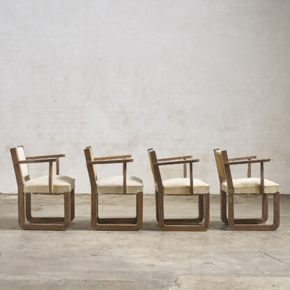 4 fauteuils en chêne cérusé