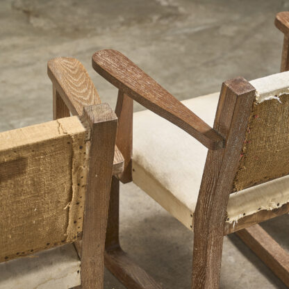 4 fauteuils en chêne cérusé