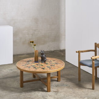 Table basse circulaire chêne et céramique jean pierre viot