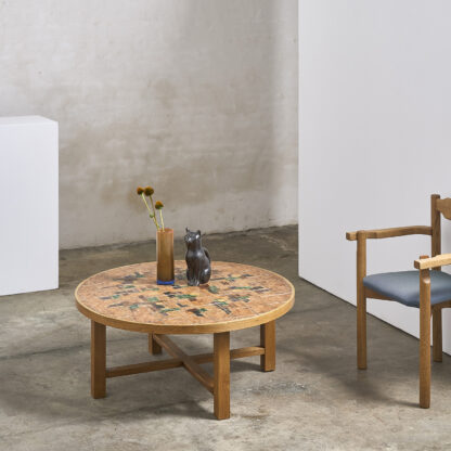 Table basse circulaire chêne et céramique jean pierre viot
