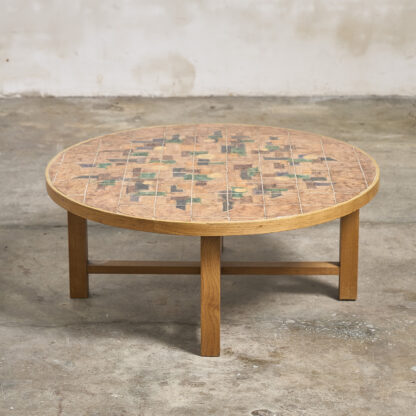 Table basse circulaire chêne et céramique jean pierre viot