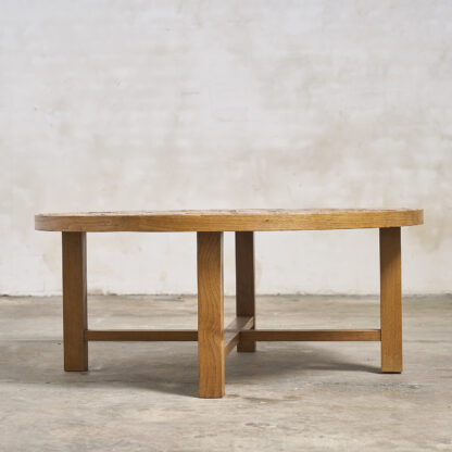 Table basse circulaire chêne et céramique jean pierre viot