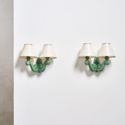 Paire d'appliques en céramique verte