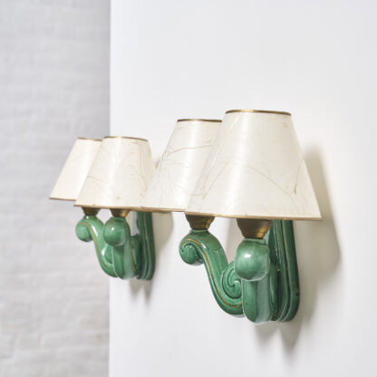 Paire d'appliques en céramique verte