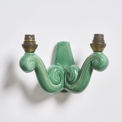 Paire d'appliques en céramique verte