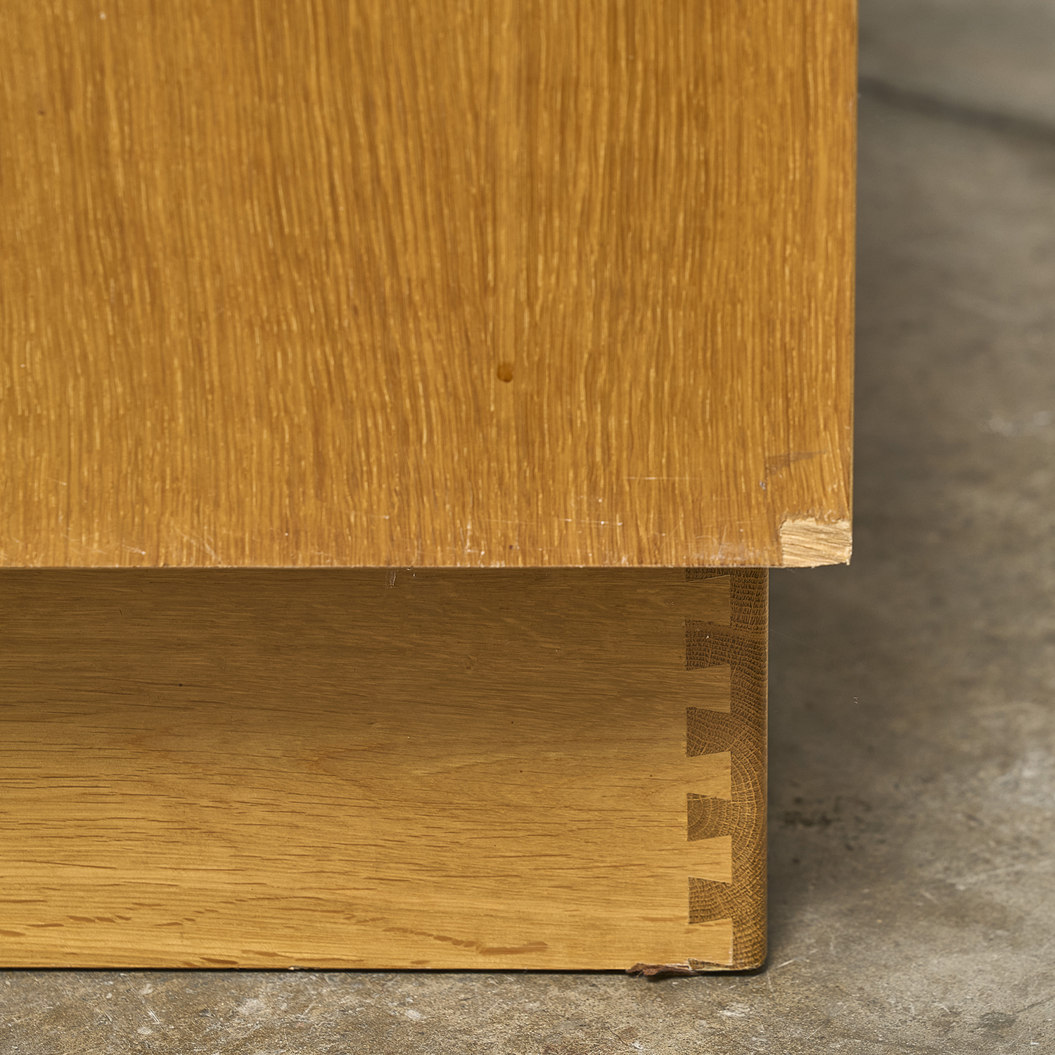 Coiffeuse et commode chêne et rotin