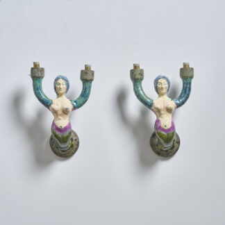 Duo d'appliques sirènes en ceramique