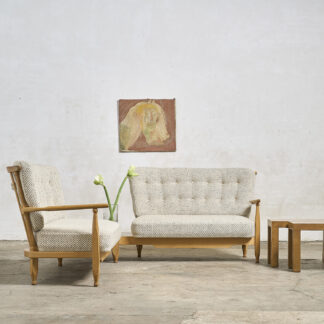 Canapé d'angle en chêne et lainage guillerme et chambron