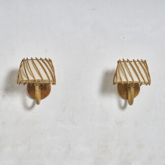 Paire d'appliques en rotin