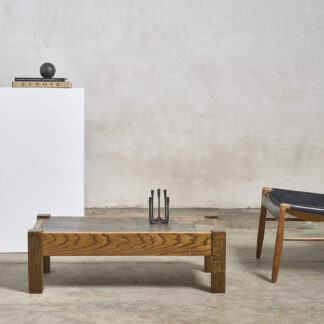 Oak and slate coffee table