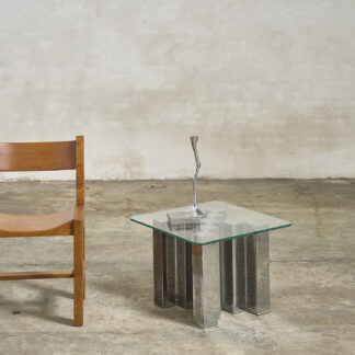 bout de canapé verre et chrome