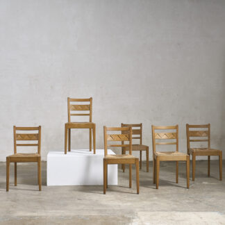 6 chaises en chene et jonc